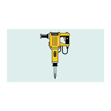 Yellow jackhammer construction tool vector graphic with heavy duty イラスト素材