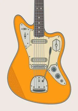 Yellow Jaguar Offset Guitar Stock Illustration