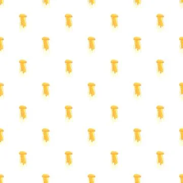 Yellow jellyfish ocean creature seamless pattern illustration Stock Illustration