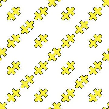 Yellow Jigsaw Puzzle Element vector minimal colored seamless pattern Stock Illustration
