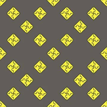 Yellow Jigsaw Puzzle simple vector colored seamless pattern Illustrazione stock