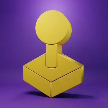 Yellow Joystick for arcade machine icon isolated on purple background. Joys.. Stock Photos