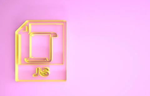 Yellow JS file document. Download js button icon isolated on pink background. Stock Illustration