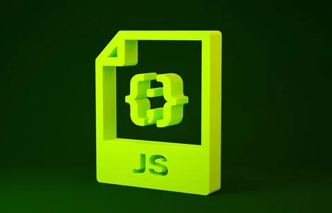 Yellow JS file document. Download js button icon isolated on green background Stock Illustration