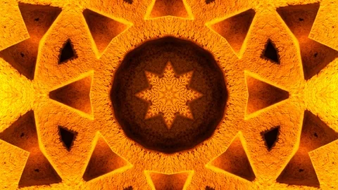 Yellow kaleidoscope sequence pattern. Abstract graphics background Stock Footage 104396285
