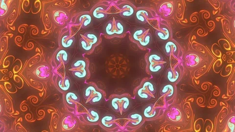 Yellow kaleidoscope sequence patterns, abstract multicolored motion graphict Stock Footage