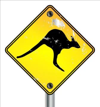 Yellow Kangaroo Sign Stock Illustration