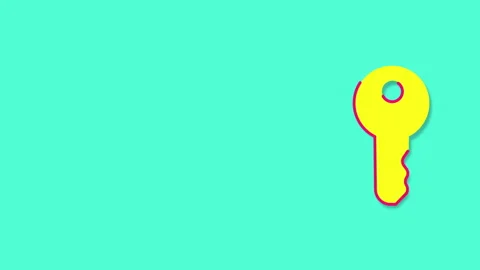 Yellow key on mint background with red-violet contour and playful vibe. Flat Stock Footage 311286399