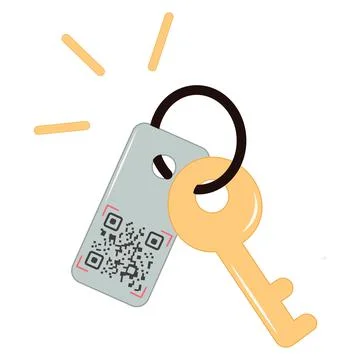 Yellow key with QR code Stock Illustration