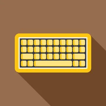 Yellow keyboard casting long shadow on brown background Stock Illustration
