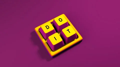 Yellow keyboard with words do it for positive motivation 3D 4K animation Stock Footage 247118029