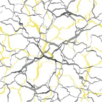Yellow kintsugi crack on trasparent background. Antique restoration technique Illustrazione stock