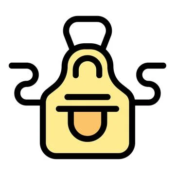 Yellow kitchen apron with big pocket and long strings hanging ready for use Stock Illustration