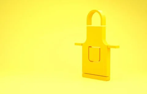 Yellow Kitchen apron icon isolated on yellow background. Chef uniform for coo Stock Illustration