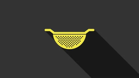 Yellow Kitchen colander icon isolated on grey background. Cooking utensil Video stock 147696660