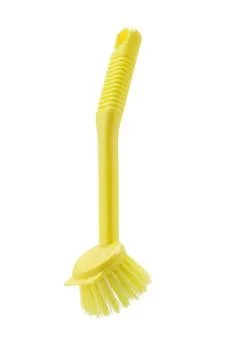 Yellow kitchen plastic brush Stock Photos