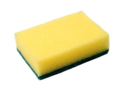 Yellow kitchen sponge on white background Stock Photos