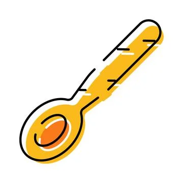 Yellow kitchen spoon icon symbolizing eating and dining Ilustración de archivo