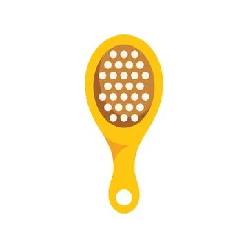 Yellow kitchen strainer with brown dots isolating on white background Stock Illustration