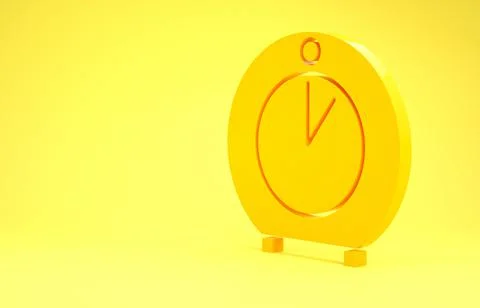 Yellow Kitchen timer icon isolated on yellow background. Cooking utensil. Min Stock Illustration