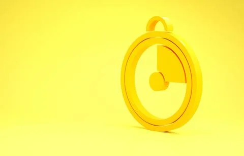 Yellow Kitchen timer icon isolated on yellow background. Cooking utensil. Min Stock Illustration