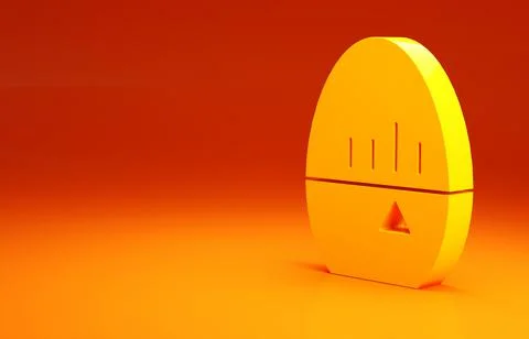 Yellow Kitchen timer icon isolated on orange background. Egg timer. Cooking u Stock Illustration
