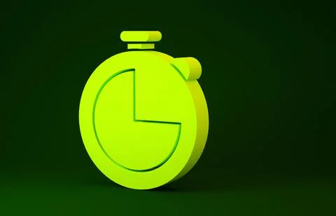 Yellow Kitchen timer icon isolated on green background. Cooking utensil. Mini Stockillustratie