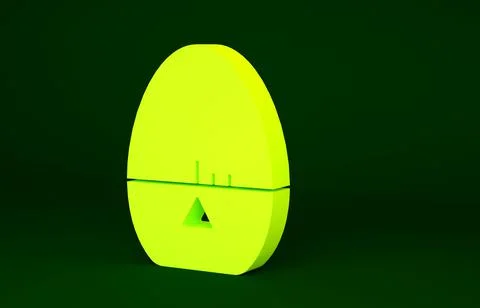 Yellow Kitchen timer icon isolated on green background. Egg timer. Cooking ut Illustrazione stock