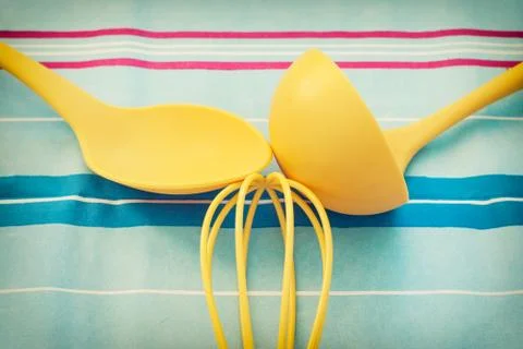 Yellow kitchen tools Stock Photos