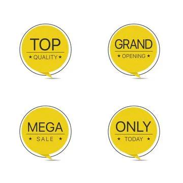 Yellow label icon set Stock Illustration