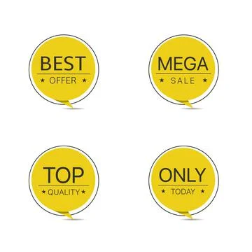 Yellow label icon set Stock Illustration