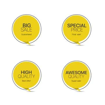 Yellow label icon set Stock Illustration