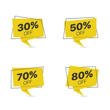 Yellow label icon set Stock Illustration