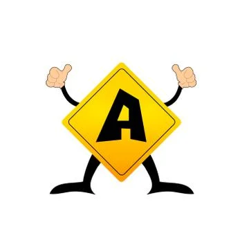 Yellow label a letter Stock Illustration