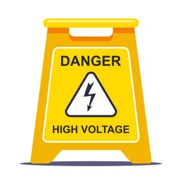 The yellow label limits the area due to high voltage. Stock Illustration