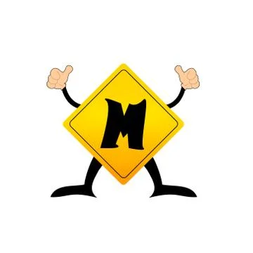 Yellow label m letter Stock Illustration