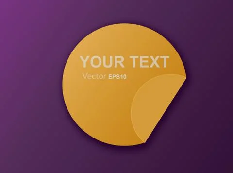 Yellow label with text  YOUR TEXT on purple background,promotion season, decr Stock Illustration