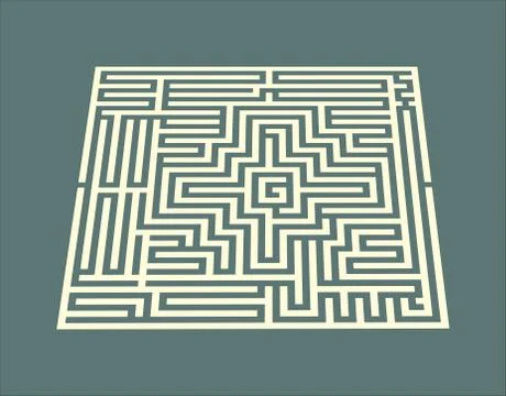 Yellow labyrinth on dark background Stock-Illustration