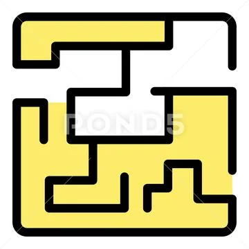 Yellow labyrinth game representing problem solving and strategy イラスト素材