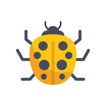 Yellow ladybug spreading its wings on white background Stock Illustration