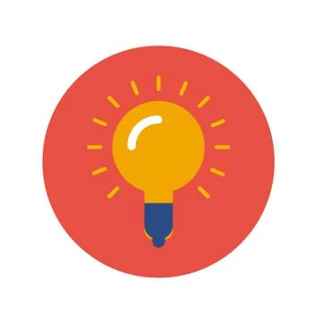 Yellow lamp vector icon on red background Stock Illustration