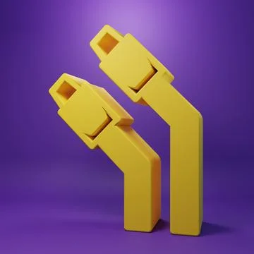 Yellow LAN cable network internet icon isolated on purple background. Minim.. Stockillustratie