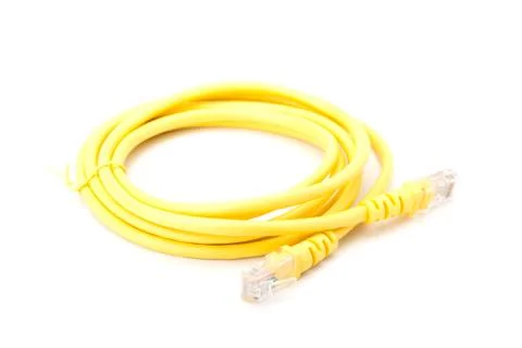Yellow LAN cable Stock Photos