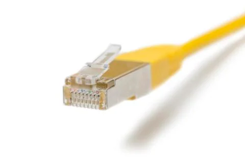 Yellow LAN Cable Plug Stock Photos