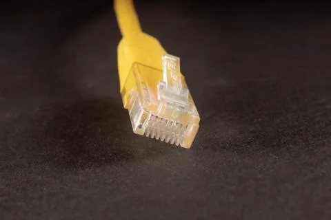 Yellow lan wire on white background Stock Photos