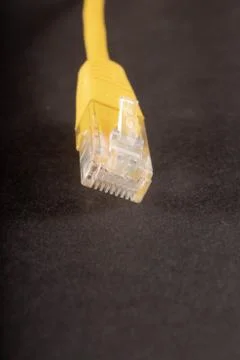 Yellow lan wire on white background Stock Photos
