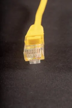 Yellow lan wire on white background Stock Photos