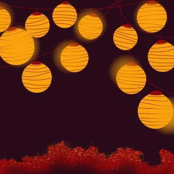 Yellow lantern hanging Stock Illustration