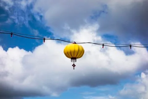 Yellow Lantern On Wire Foto stock