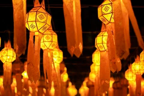 Yellow lanterns Stock Photos